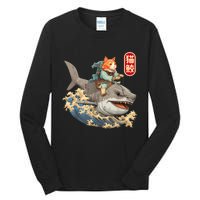 Japanese Samurai Cat Shark Ninja Cat Tattoo Kitten Warrior Tall Long Sleeve T-Shirt