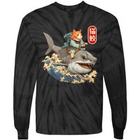 Japanese Samurai Cat Shark Ninja Cat Tattoo Kitten Warrior Tie-Dye Long Sleeve Shirt