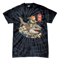 Japanese Samurai Cat Shark Ninja Cat Tattoo Kitten Warrior Tie-Dye T-Shirt