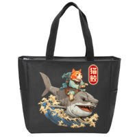 Japanese Samurai Cat Shark Ninja Cat Tattoo Kitten Warrior Zip Tote Bag