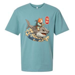 Japanese Samurai Cat Shark Ninja Cat Tattoo Kitten Warrior Sueded Cloud Jersey T-Shirt