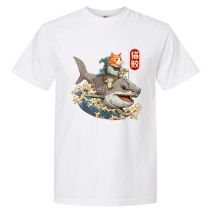 Japanese Samurai Cat Shark Ninja Cat Tattoo Kitten Warrior Garment-Dyed Heavyweight T-Shirt