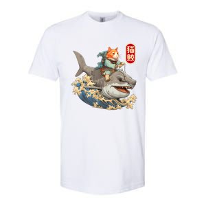 Japanese Samurai Cat Shark Ninja Cat Tattoo Kitten Warrior Softstyle CVC T-Shirt