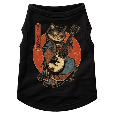 Japanese Samurai Cat Playing The Electric Guitar Japanese Samurai Guitar Players Doggie Tank