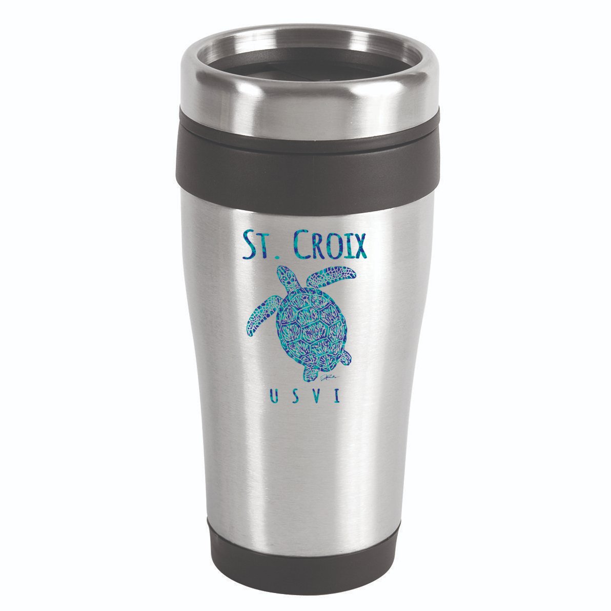JCombs: St. Croix, USVI, Sea Turtle, Beach 16oz Travel Tumbler