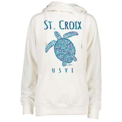 JCombs: St. Croix, USVI, Sea Turtle, Beach Womens Funnel Neck Pullover Hood