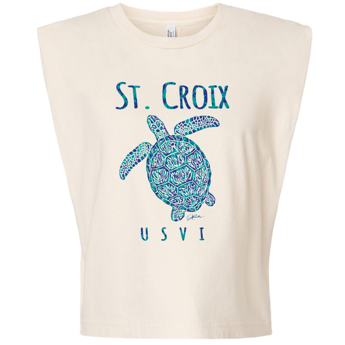 JCombs: St. Croix, USVI, Sea Turtle, Beach Garment-Dyed Women's Muscle Tee