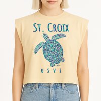 JCombs: St. Croix, USVI, Sea Turtle, Beach Garment-Dyed Women's Muscle Tee