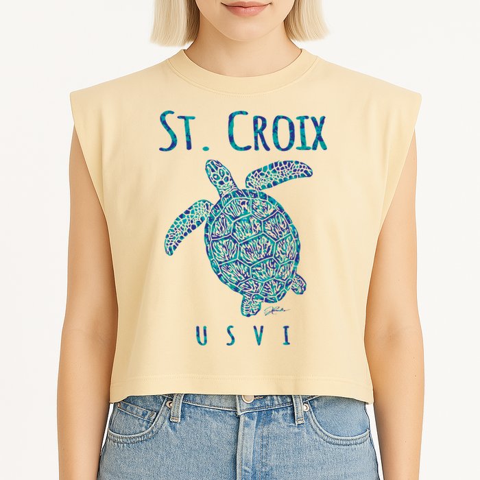 JCombs: St. Croix, USVI, Sea Turtle, Beach Garment-Dyed Women's Muscle Tee