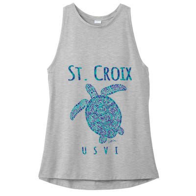 JCombs: St. Croix, USVI, Sea Turtle, Beach Ladies PosiCharge Tri-Blend Wicking Tank