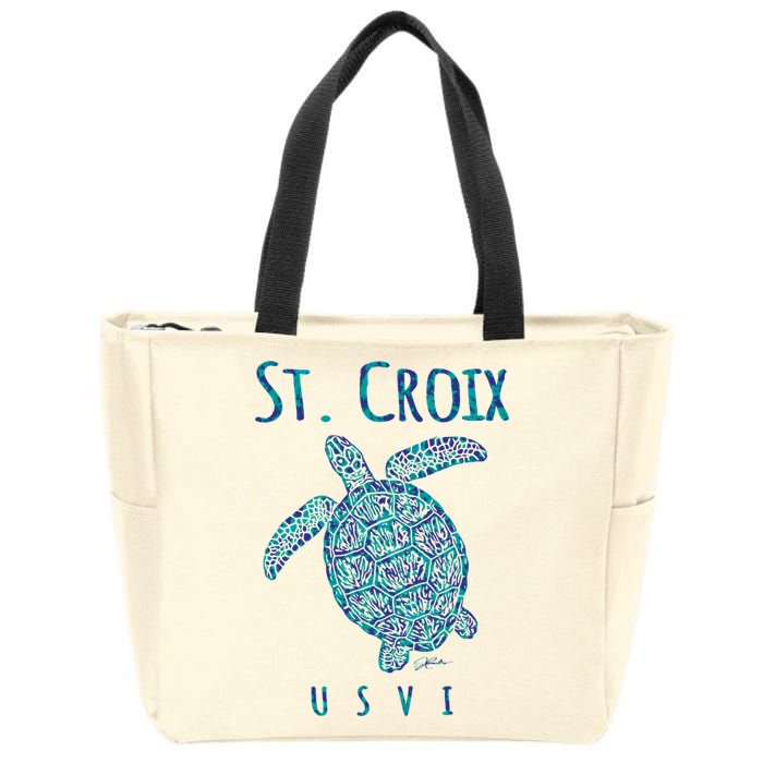 JCombs: St. Croix, USVI, Sea Turtle, Beach Zip Tote Bag
