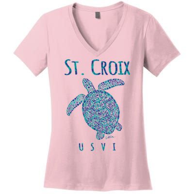 JCombs: St. Croix, USVI, Sea Turtle, Beach Women's V-Neck T-Shirt