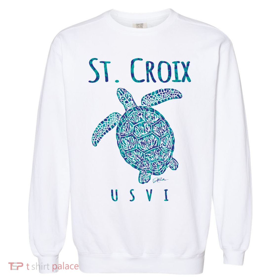 JCombs: St. Croix, USVI, Sea Turtle, Beach Garment-Dyed Sweatshirt
