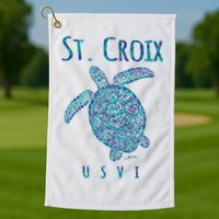 JCombs: St. Croix, USVI, Sea Turtle, Beach Golf Towel