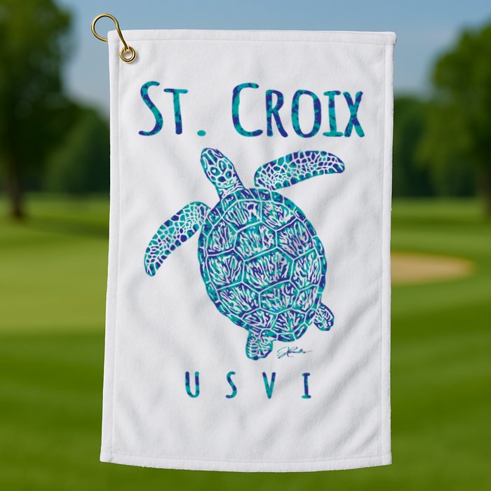 JCombs: St. Croix, USVI, Sea Turtle, Beach Golf Towel