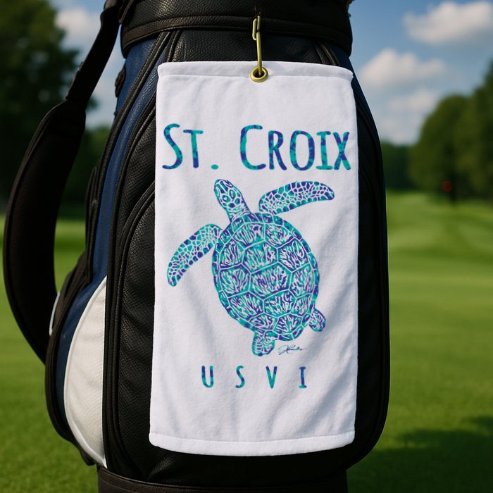 JCombs: St. Croix, USVI, Sea Turtle, Beach Golf Towel