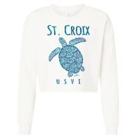 JCombs: St. Croix, USVI, Sea Turtle, Beach Cropped Pullover Crew