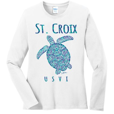 JCombs: St. Croix, USVI, Sea Turtle, Beach Ladies Long Sleeve Shirt