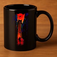 Japanese Sunset Catzilla 11oz C Handle Ceramic Mug