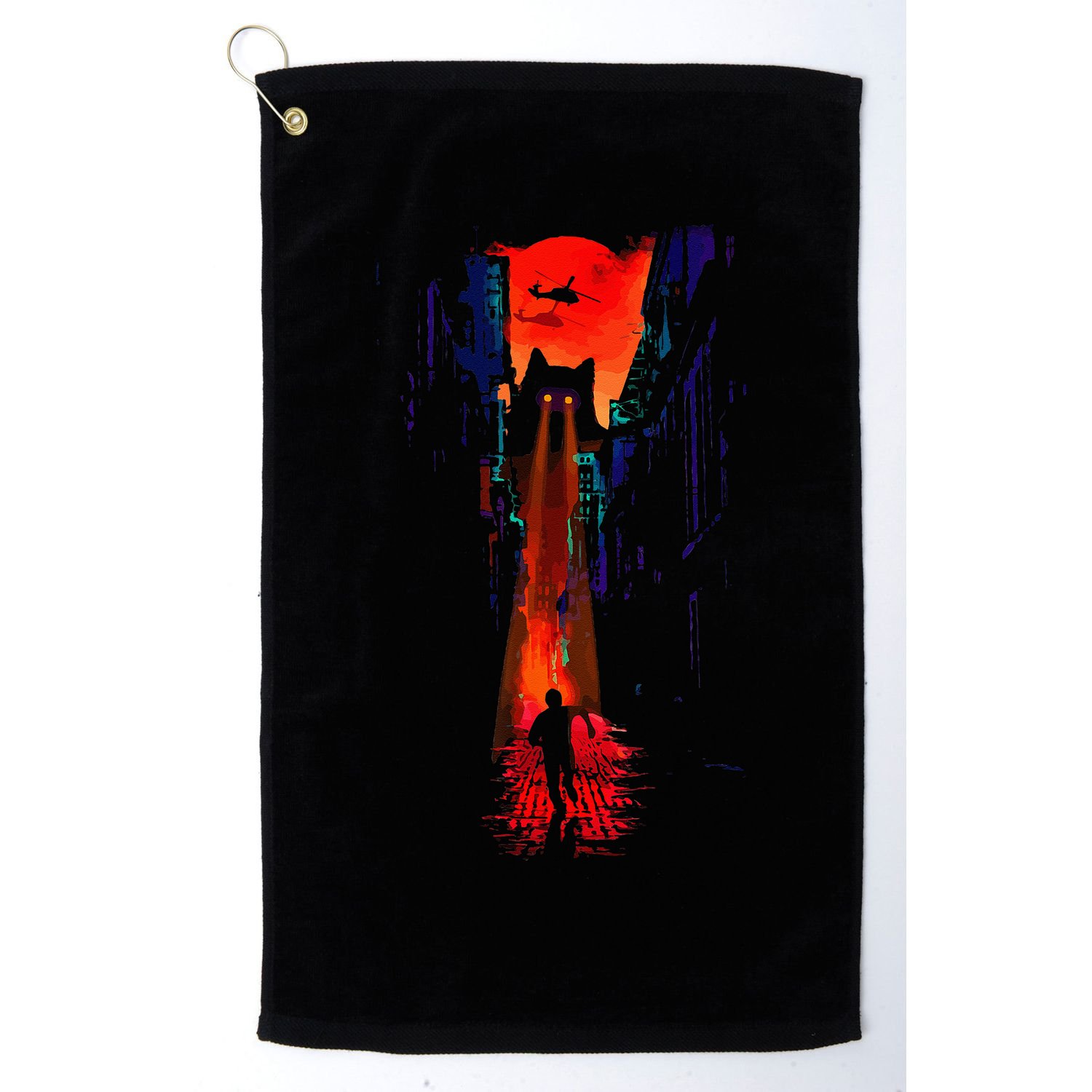 Japanese Sunset Catzilla Golf Towel