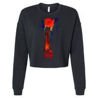 Japanese Sunset Catzilla Cropped Pullover Crew