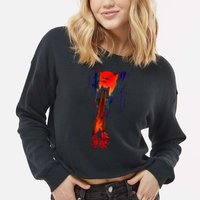 Japanese Sunset Catzilla Cropped Pullover Crew
