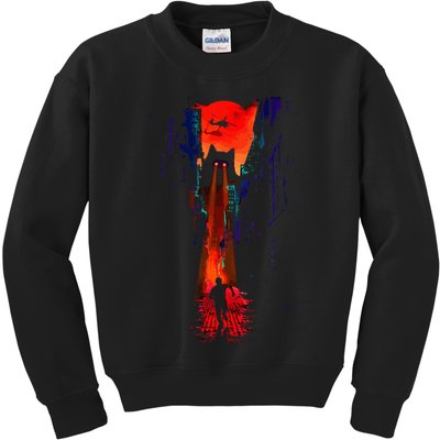 Japanese Sunset Catzilla Kids Sweatshirt