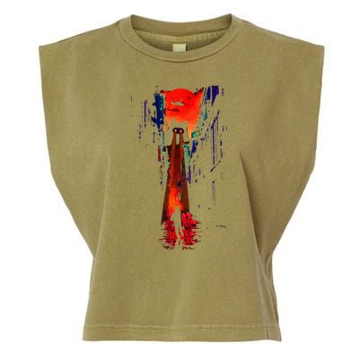 Japanese Sunset Catzilla Garment-Dyed Women's Muscle Tee