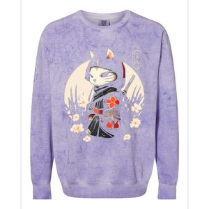 Japanese Samurai Cat Tattoo Kawaii Ninja Cat Colorblast Crewneck Sweatshirt