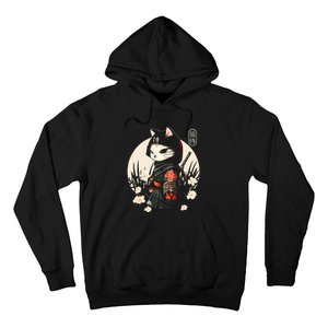 Japanese Samurai Cat Tattoo Kawaii Ninja Cat Hoodie