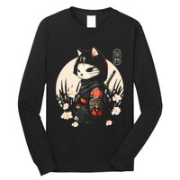 Japanese Samurai Cat Tattoo Kawaii Ninja Cat Long Sleeve Shirt