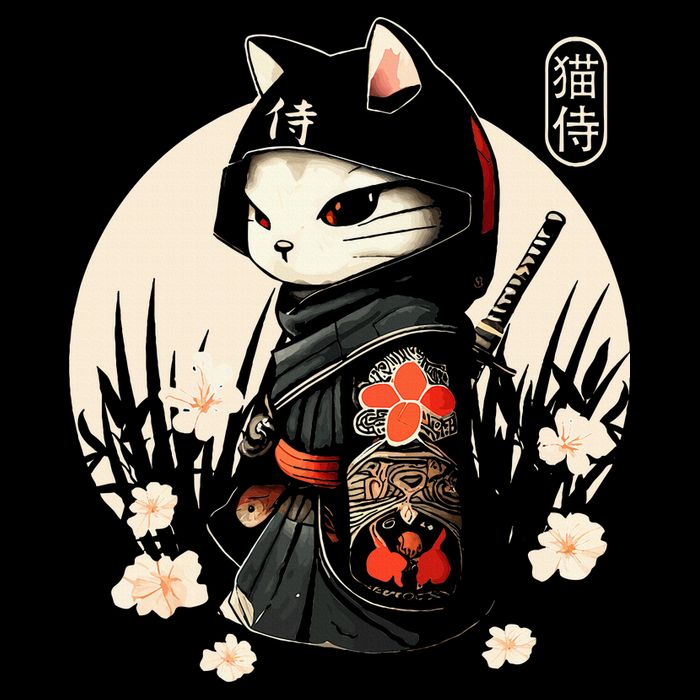 Japanese Samurai Cat Tattoo Kawaii Ninja Cat Sweatshirt