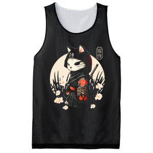 Japanese Samurai Cat Tattoo Kawaii Ninja Cat Mesh Reversible Basketball Jersey Tank