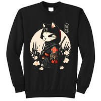 Japanese Samurai Cat Tattoo Kawaii Ninja Cat Tall Sweatshirt