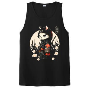 Japanese Samurai Cat Tattoo Kawaii Ninja Cat PosiCharge Competitor Tank