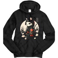 Japanese Samurai Cat Tattoo Kawaii Ninja Cat Tie Dye Hoodie