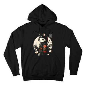 Japanese Samurai Cat Tattoo Kawaii Ninja Cat Tall Hoodie