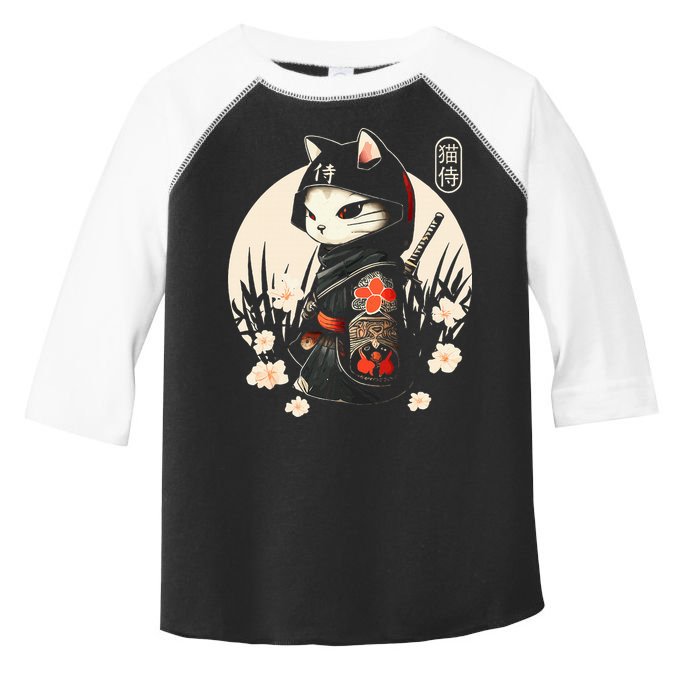 Japanese Samurai Cat Tattoo Kawaii Ninja Cat Toddler Fine Jersey T-Shirt