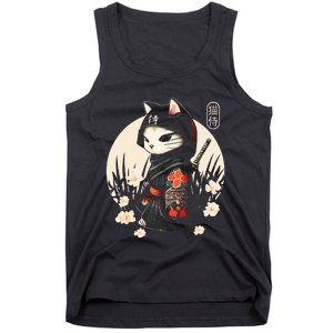 Japanese Samurai Cat Tattoo Kawaii Ninja Cat Tank Top