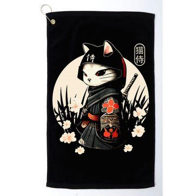 Japanese Samurai Cat Tattoo Kawaii Ninja Cat Golf Towel