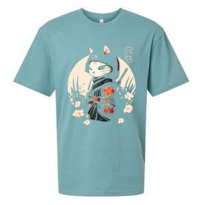 Japanese Samurai Cat Tattoo Kawaii Ninja Cat Sueded Cloud Jersey T-Shirt