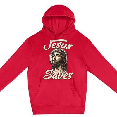 Jesus Saves Christian faith Religious God Believer Premium Pullover Hoodie