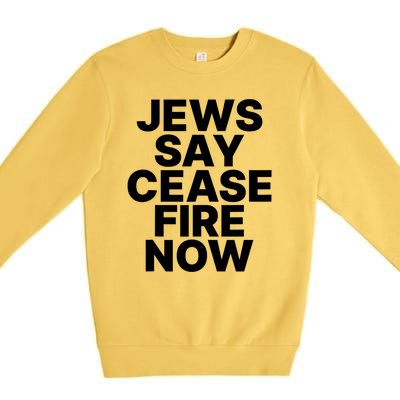 Jews Say Cease Fire Now Premium Crewneck Sweatshirt