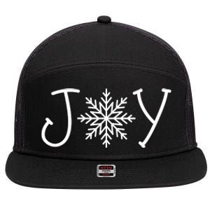 Joy Snowflake Christmas 7 Panel Mesh Trucker Snapback Hat