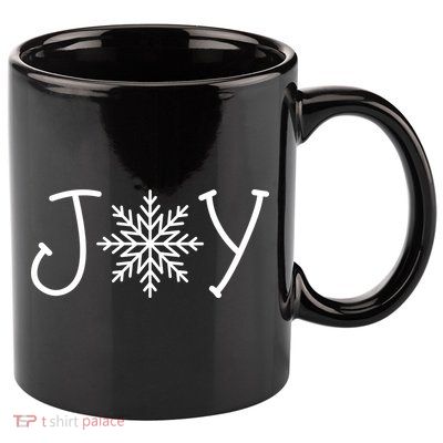 Joy Snowflake Christmas 11oz C Handle Ceramic Mug