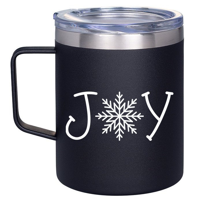 Joy Snowflake Christmas 12oz Stainless Steel Coffee Mug