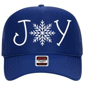 Joy Snowflake Christmas High Crown Mesh Back Trucker Hat