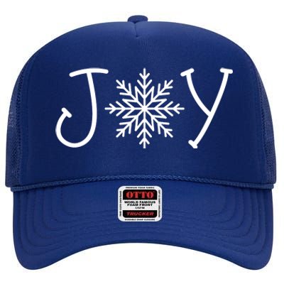 Joy Snowflake Christmas High Crown Mesh Back Trucker Hat