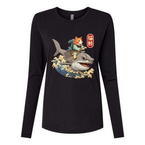 Japanese Samurai Cat Shark Ninja Cat Tattoo Kitten Womens Cotton Relaxed Long Sleeve T-Shirt