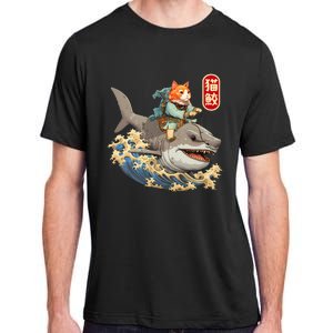 Japanese Samurai Cat Shark Ninja Cat Tattoo Kitten Adult ChromaSoft Performance T-Shirt